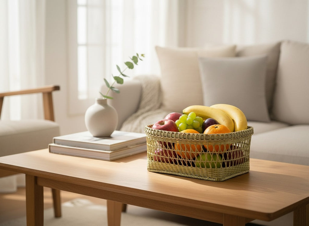 Rectangle Shaped Handmade Bamboo Storage Basket
