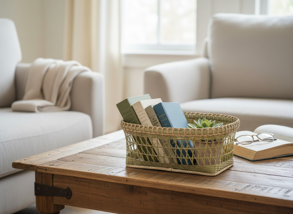 Rectangle Shaped Handmade Bamboo Storage Basket