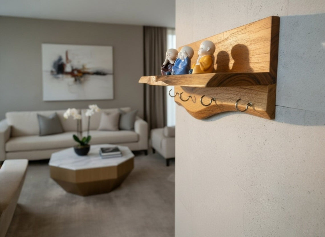 Live Edge Wall Organizer Key Hanger with Utility Stand 2