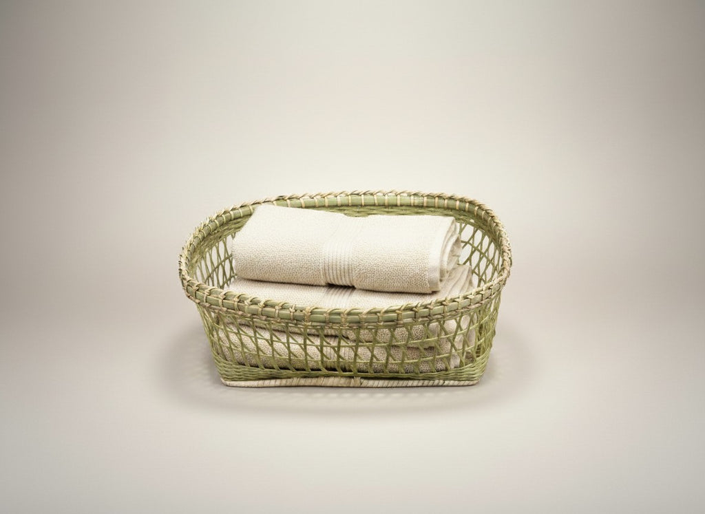 Rectangle Shaped Handmade Bamboo Storage Basket