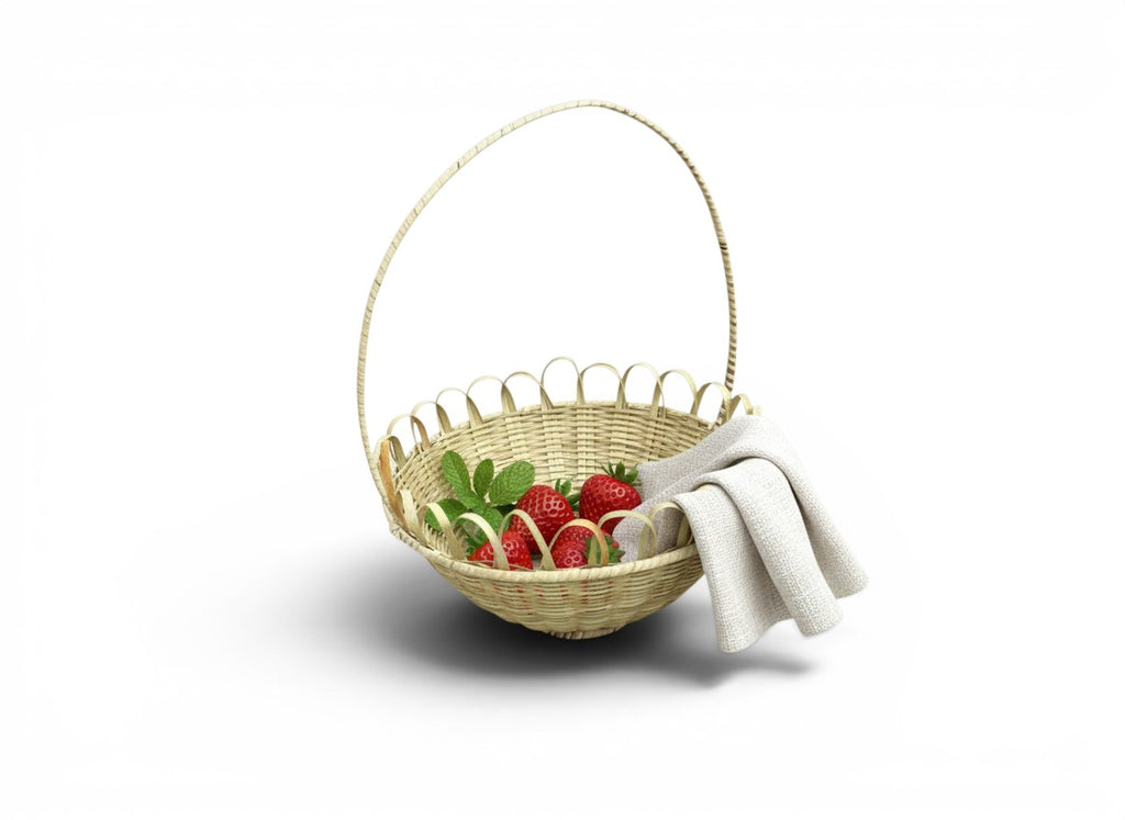 Decorative Handmade Bamboo Storage Basket with Bamboo Handle