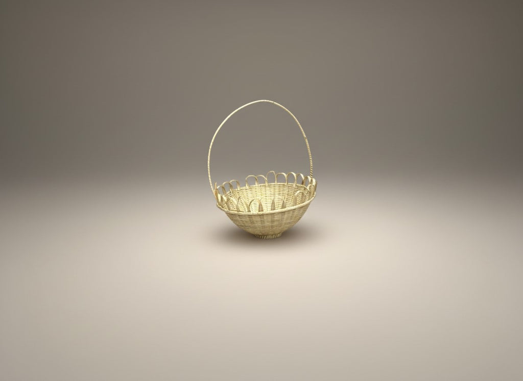 Decorative Handmade Bamboo Storage Basket with Bamboo Handle