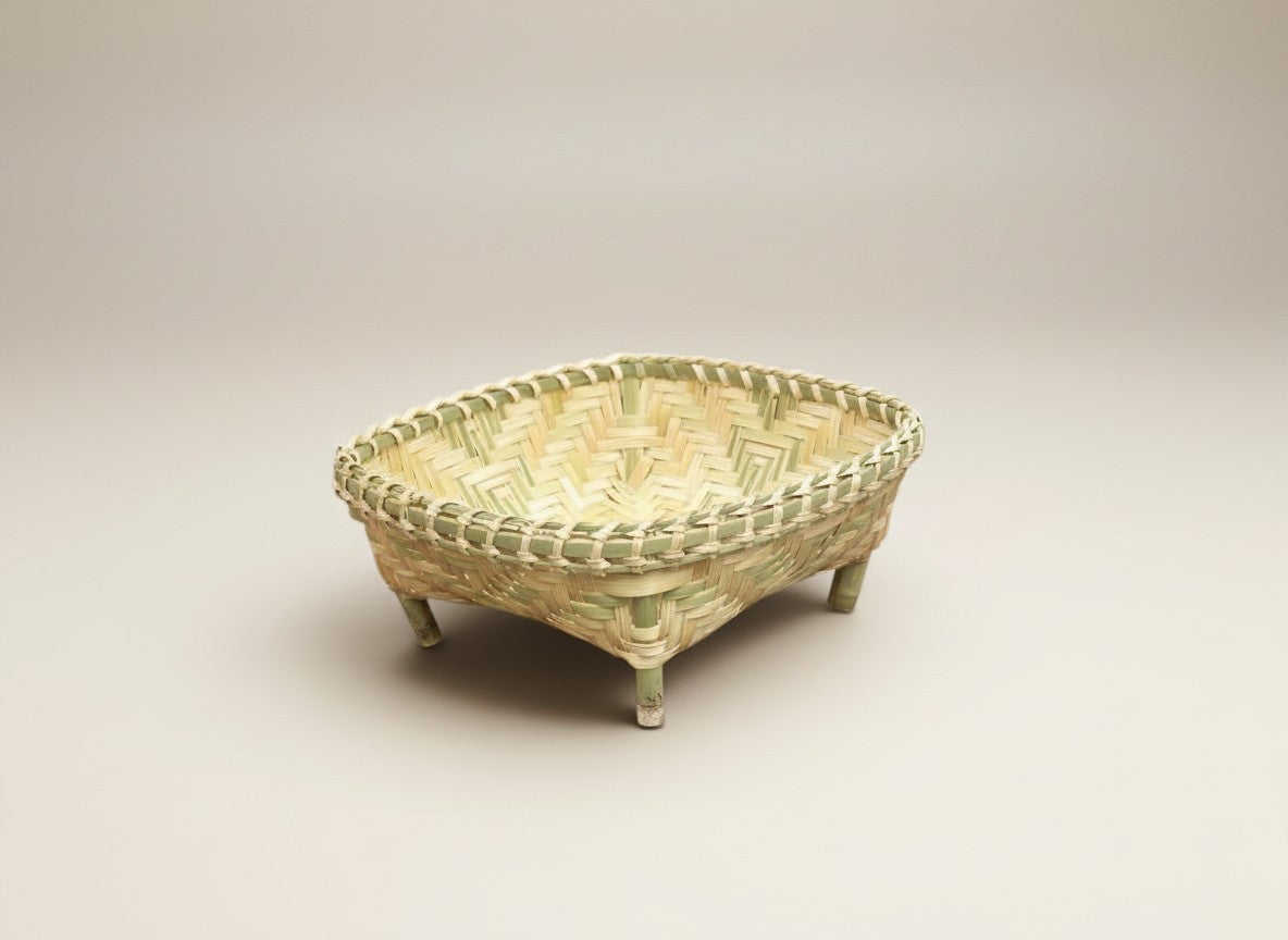 Square Shaped Handmade Bamboo Storage Basket