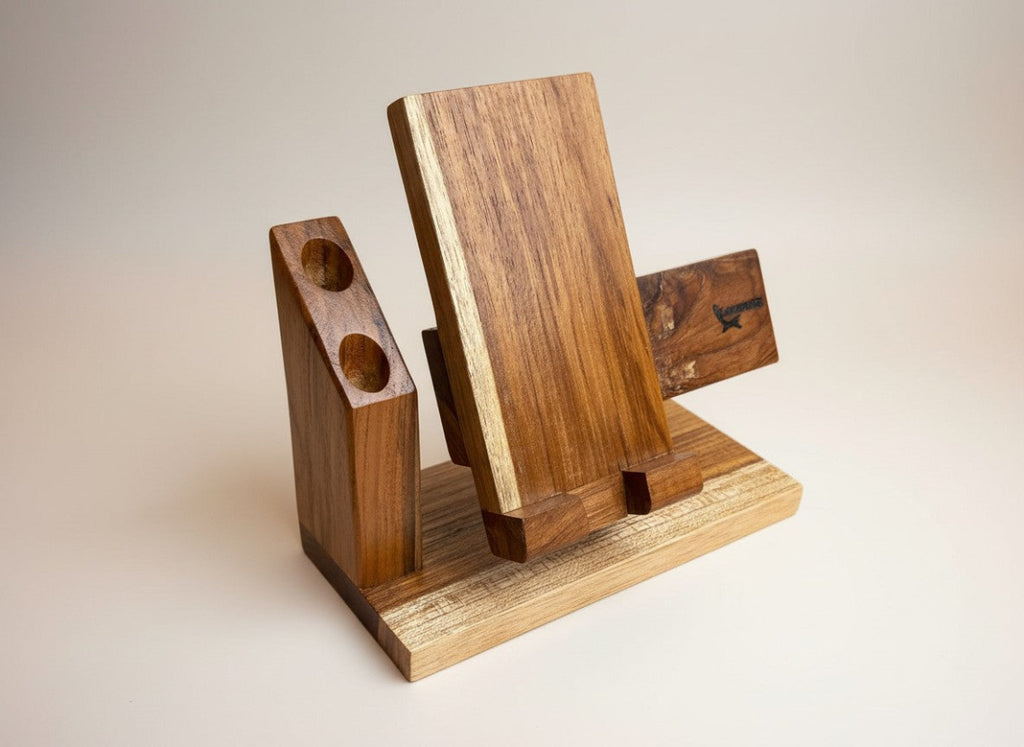 Wooden Premium Mobile Stand, Waist-watch Rest and Pen Stand
