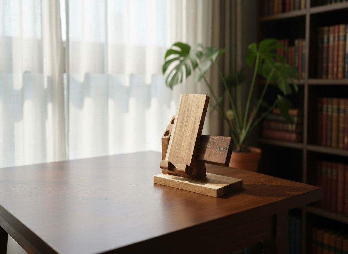 Wooden Premium Mobile Stand, Waist-watch Rest and Pen Stand