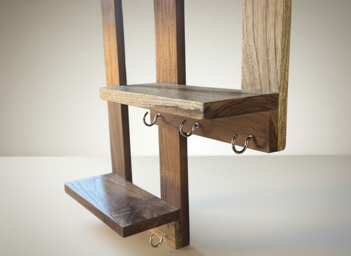 Wooden Premium 2 Step Live Edge Home Decor - Flower Stand and Key Hanger