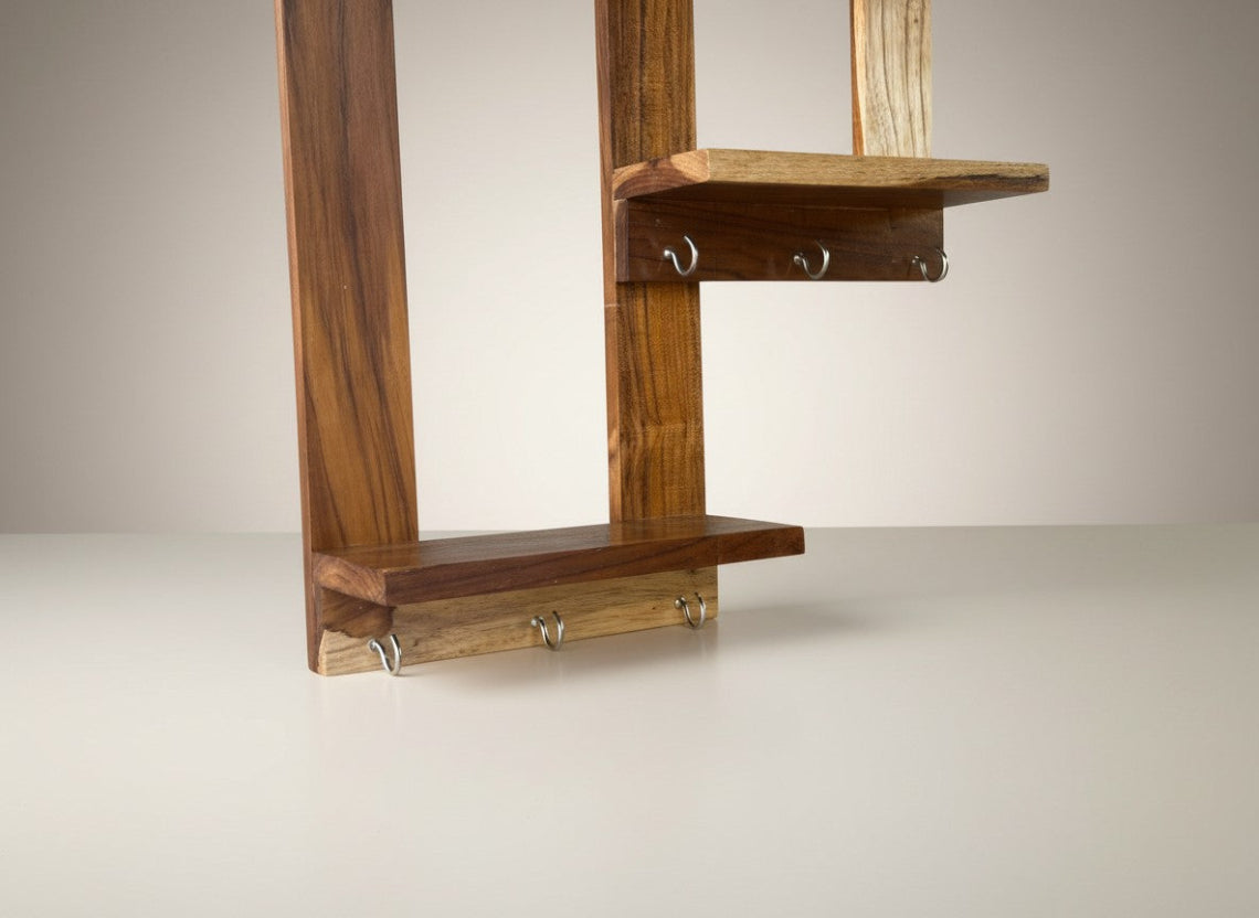 Wooden Premium 2 Step Live Edge Home Decor - Flower Stand and Key Hanger