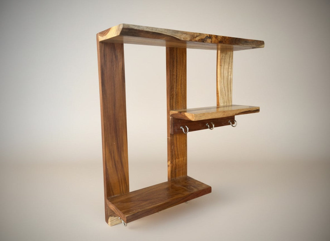 Wooden Premium 2 Step Live Edge Home Decor - Flower Stand and Key Hanger